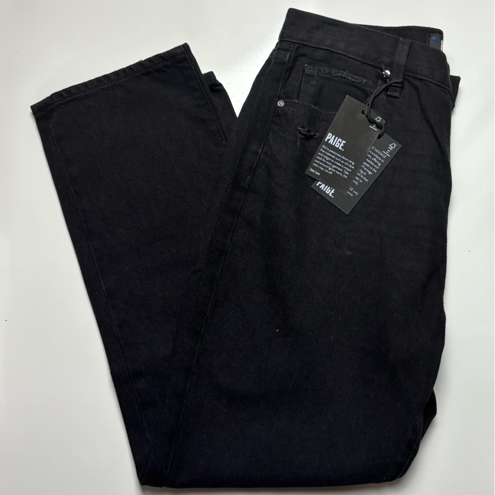 PAIGE Black Straight-Leg Jeans